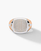 BETZ Two-Tone Gold Signet Ring with 0.70ct Pave Diamonds - Version 1