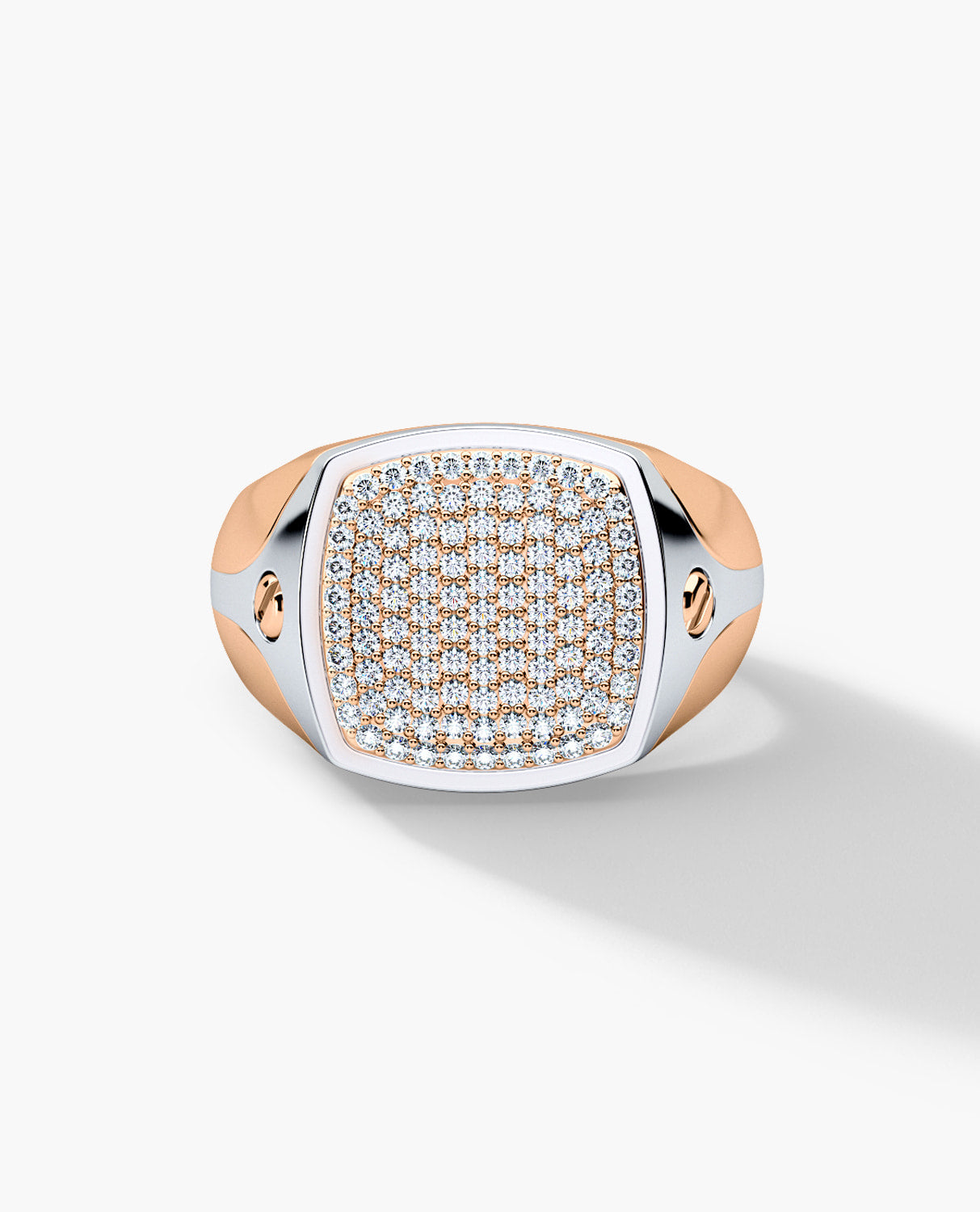BETZ Two-Tone Gold Signet Ring with 0.70ct Pave Diamonds - Version 1