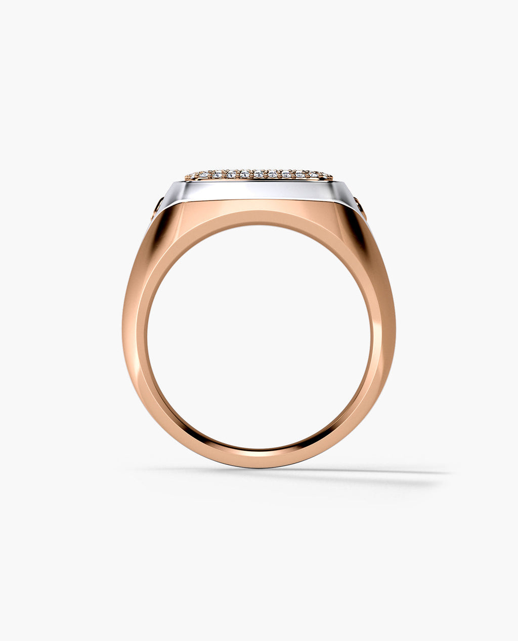 BETZ Two-Tone Gold Signet Ring with 0.70ct Pave Diamonds - Version 1