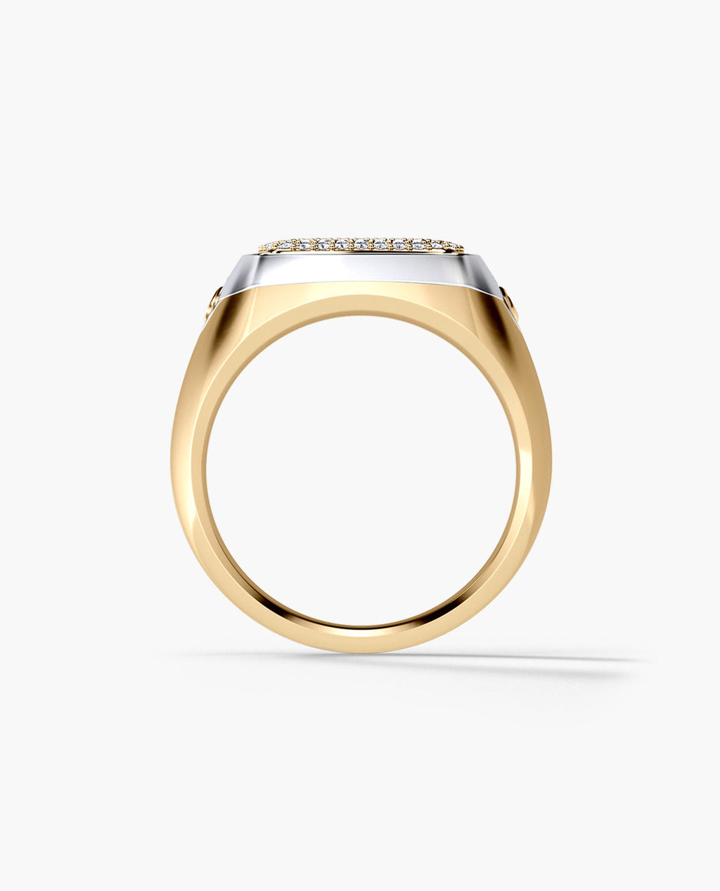 BETZ Two-Tone Gold Signet Ring with 0.70ct Pave Diamonds - Version 2