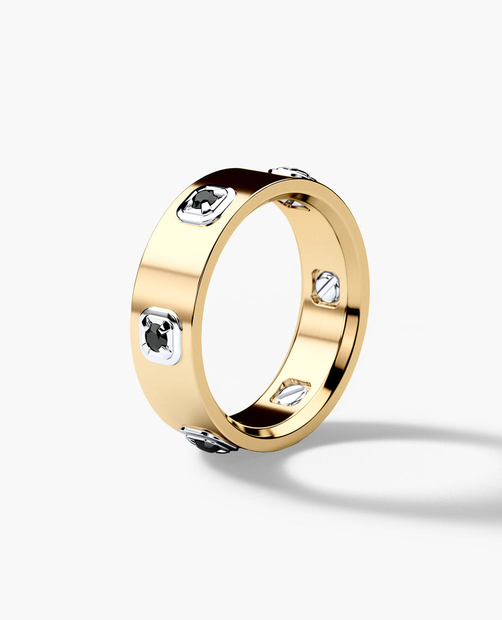 AMADOR Two-Tone Gold Ring with 0.30ct Black Diamonds