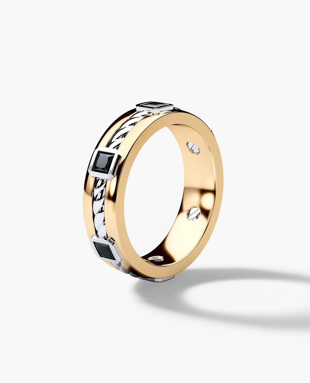 FAIRBANKS Two Tone Gold Wedding Ring with 1.00ct Black Diamonds