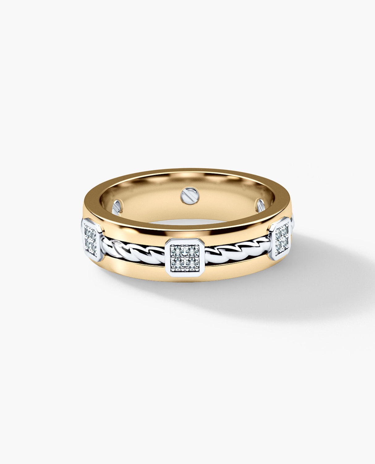 FAIRBANKS Two Tone Gold Wedding Ring with 0.25ct Diamonds