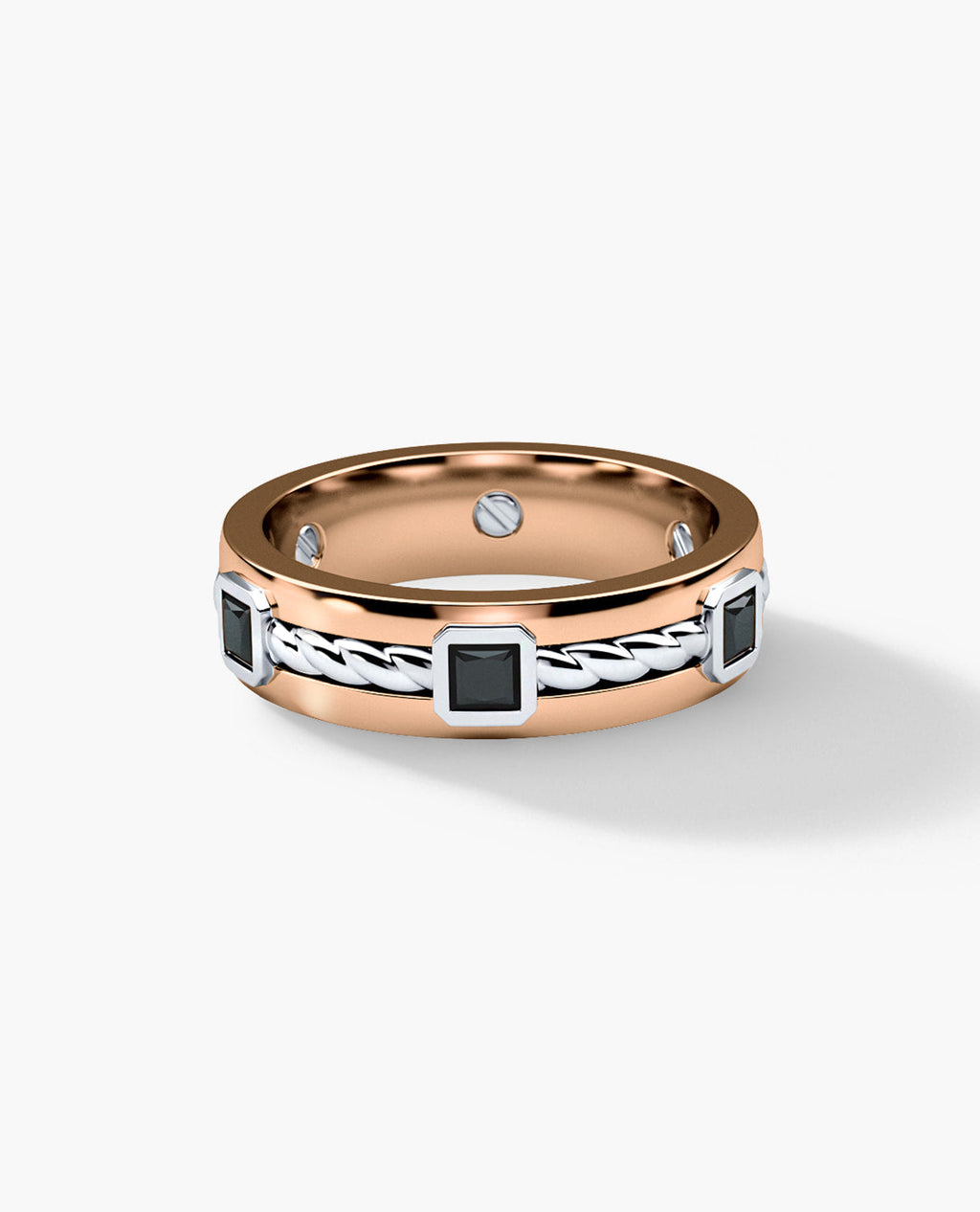 FAIRBANKS Two Tone Gold Wedding Ring with 1.00ct Black Diamonds