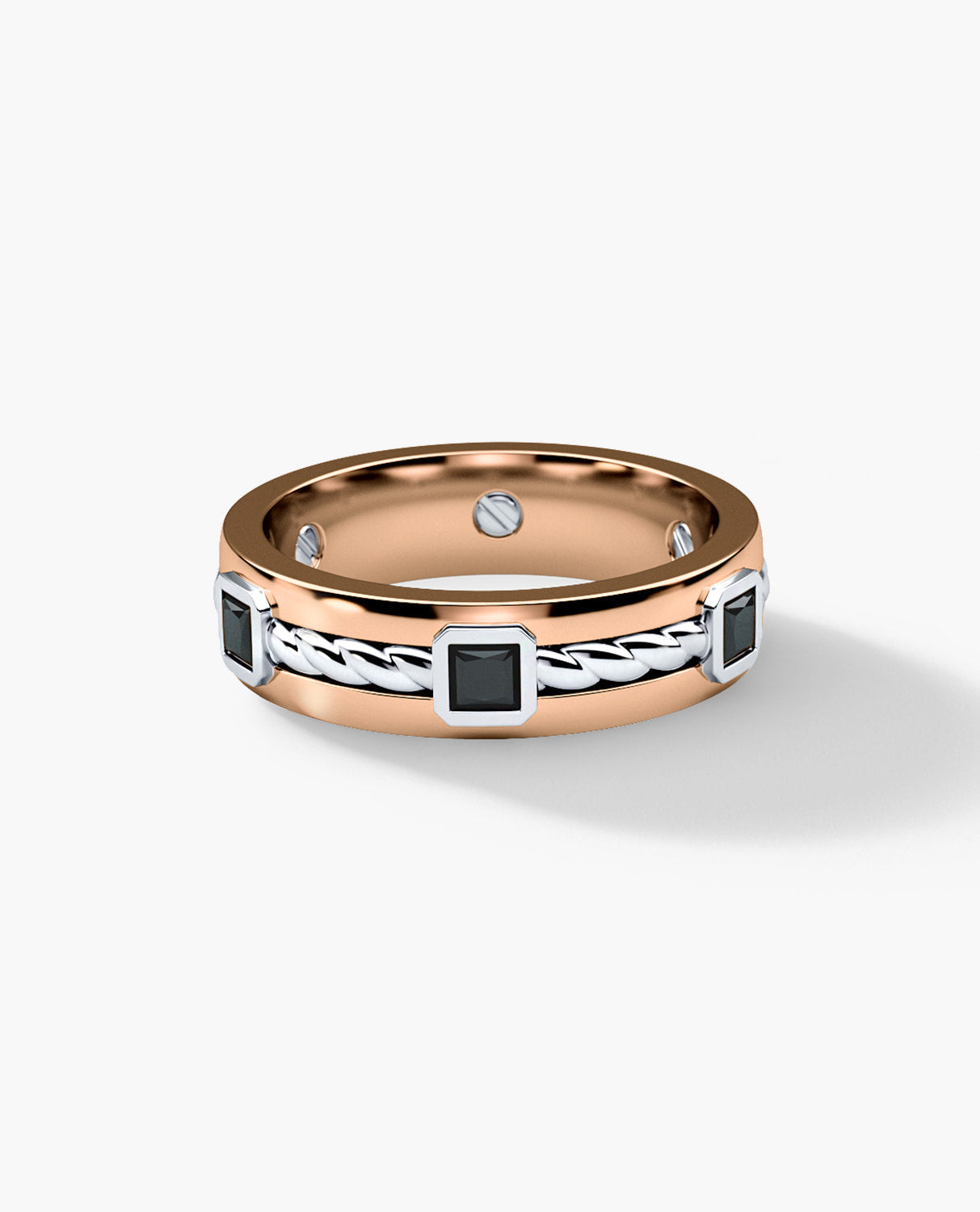 FAIRBANKS Two Tone Gold Wedding Ring with 1.00ct Black Diamonds