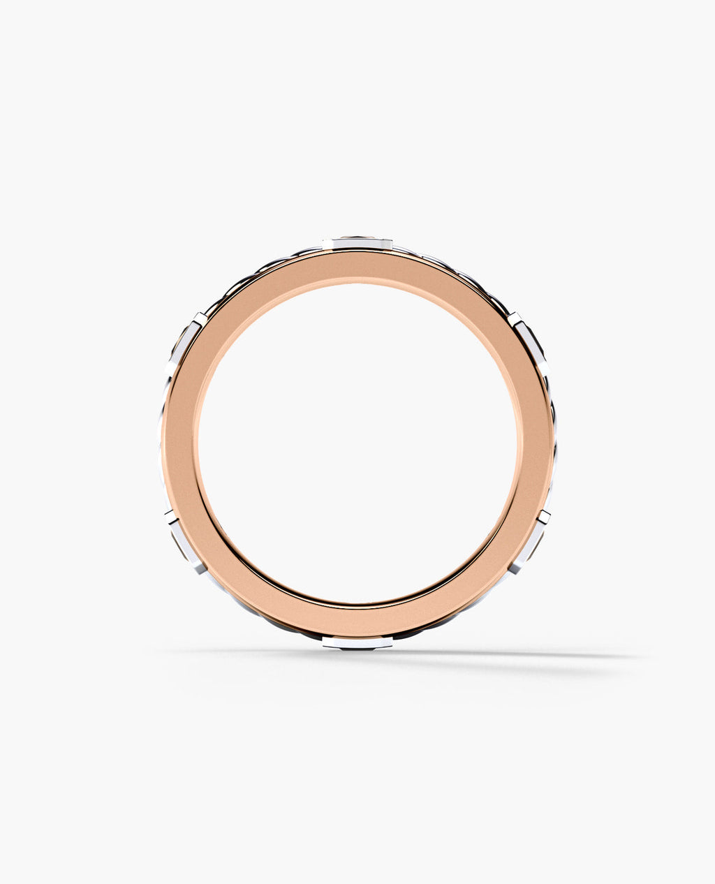 FAIRBANKS Two Tone Gold Wedding Ring with 1.00ct Black Diamonds