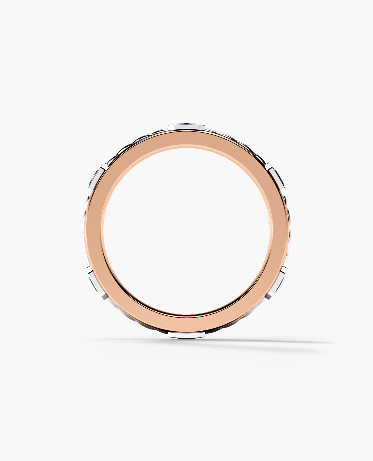 FAIRBANKS Two Tone Gold Wedding Ring with 1.00ct Black Diamonds