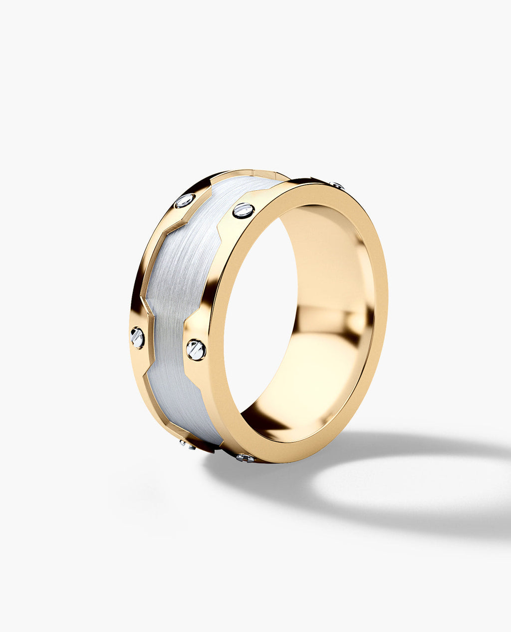 GRANT Two Tone Gold Wide Wedding Ring