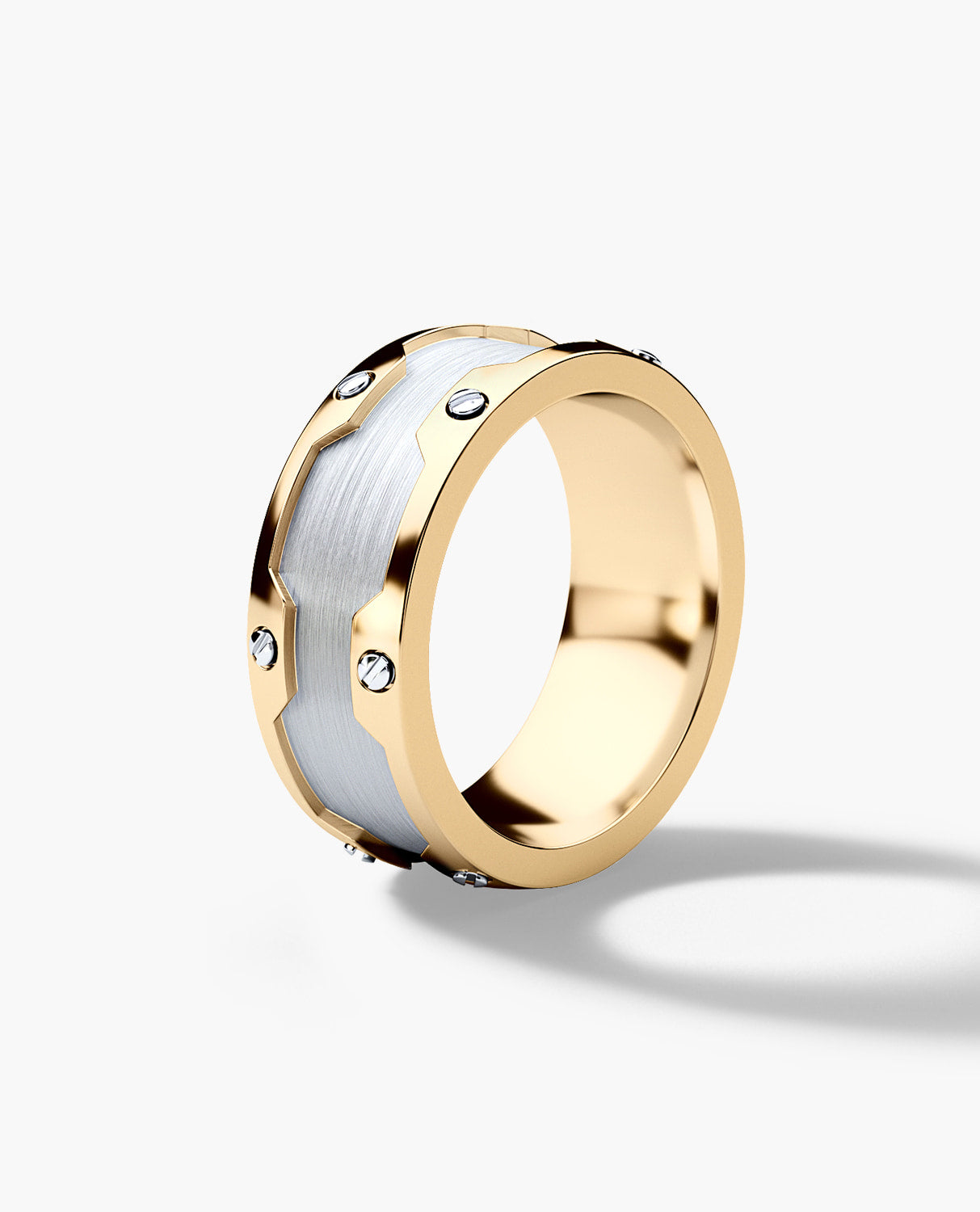 GRANT Two Tone Gold Wide Wedding Ring