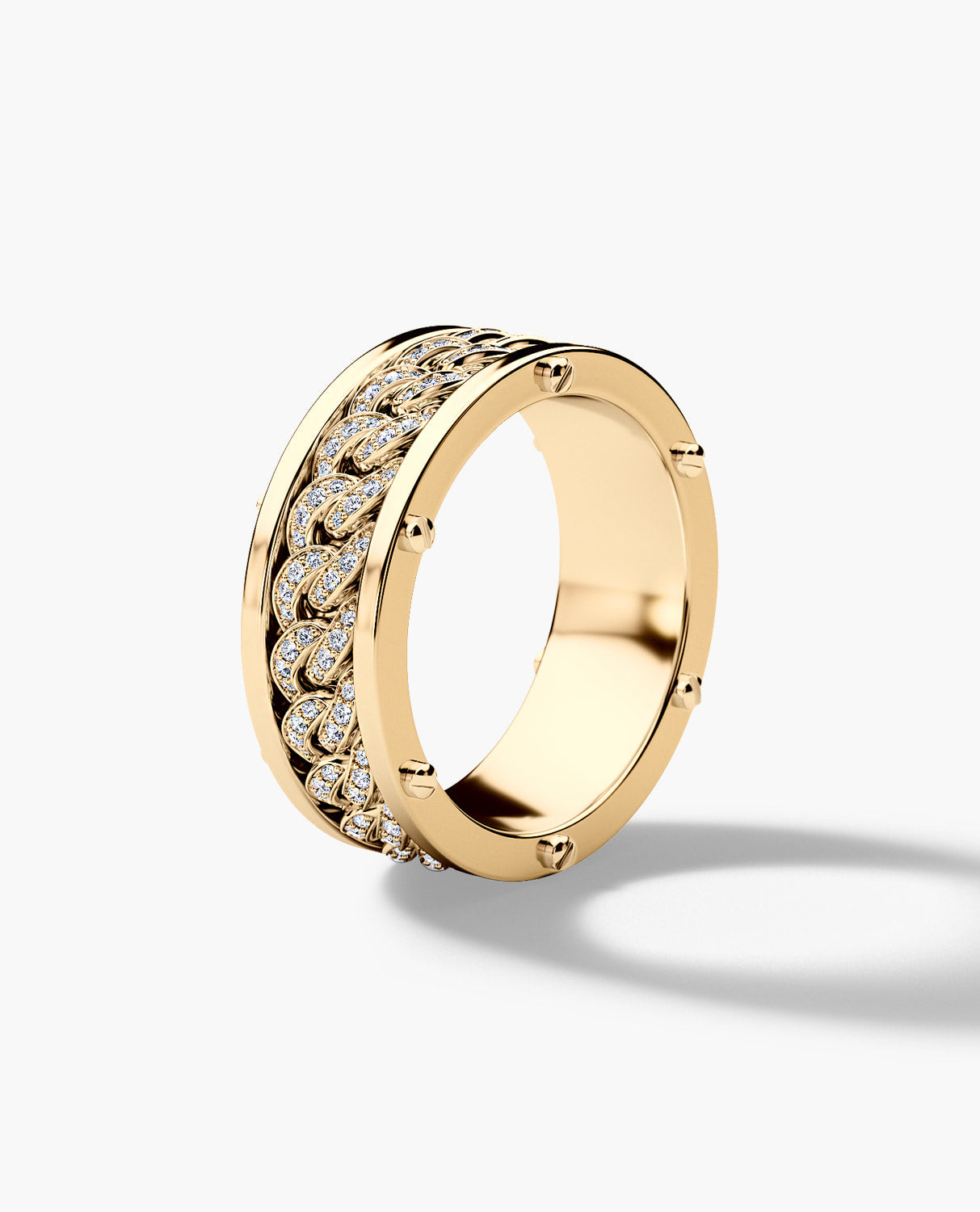 KENSINGTON Gold Cuban Link Ring with 0.65ct Diamonds