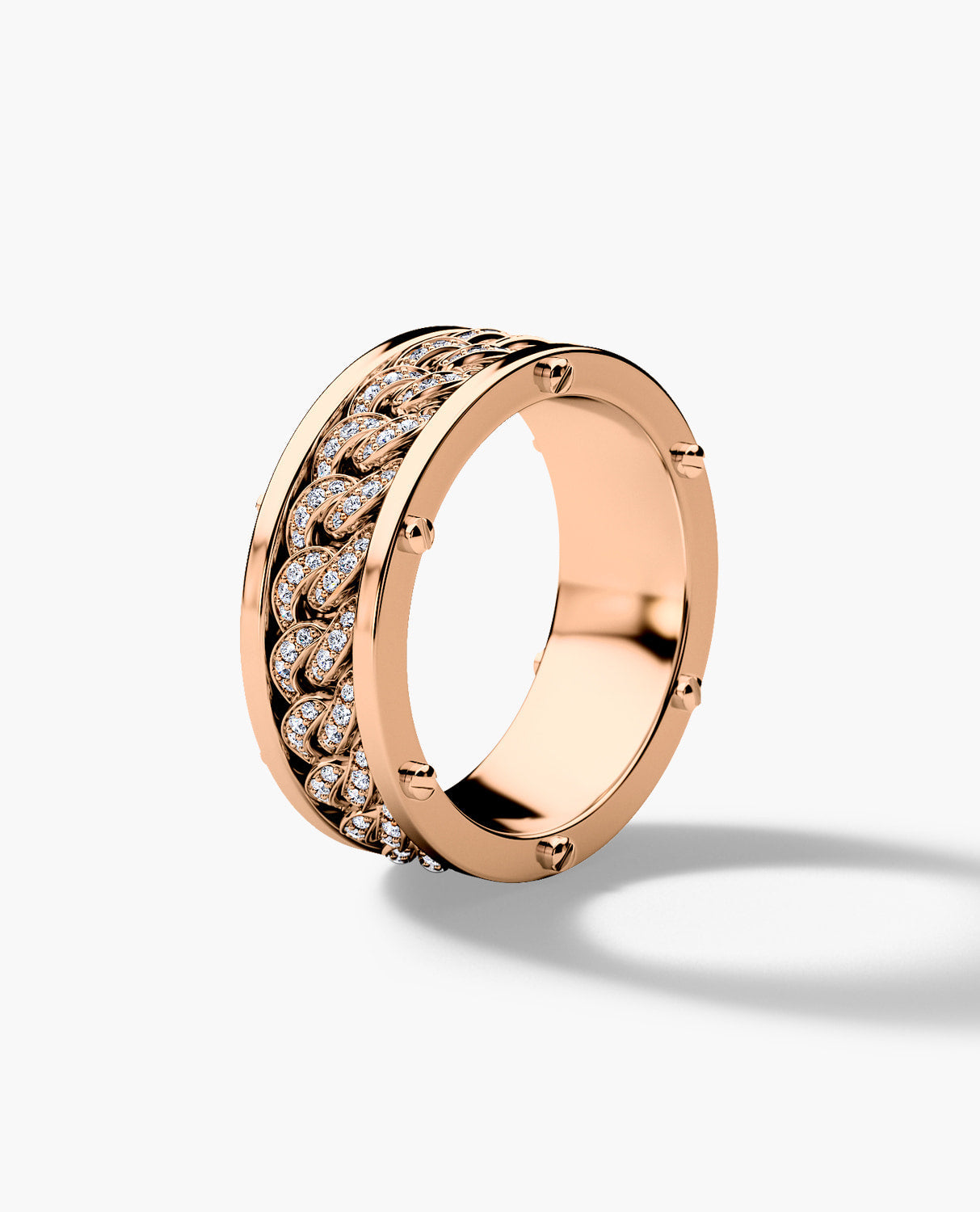 KENSINGTON Gold Cuban Link Ring with 0.65ct Diamonds