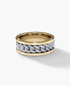KENSINGTON Two Tone Gold Cuban Link Ring with 0.65ct Diamonds