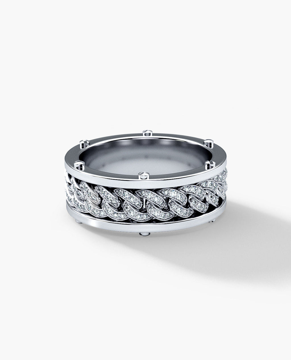 KENSINGTON Gold Cuban Link Ring with 0.65ct Diamonds