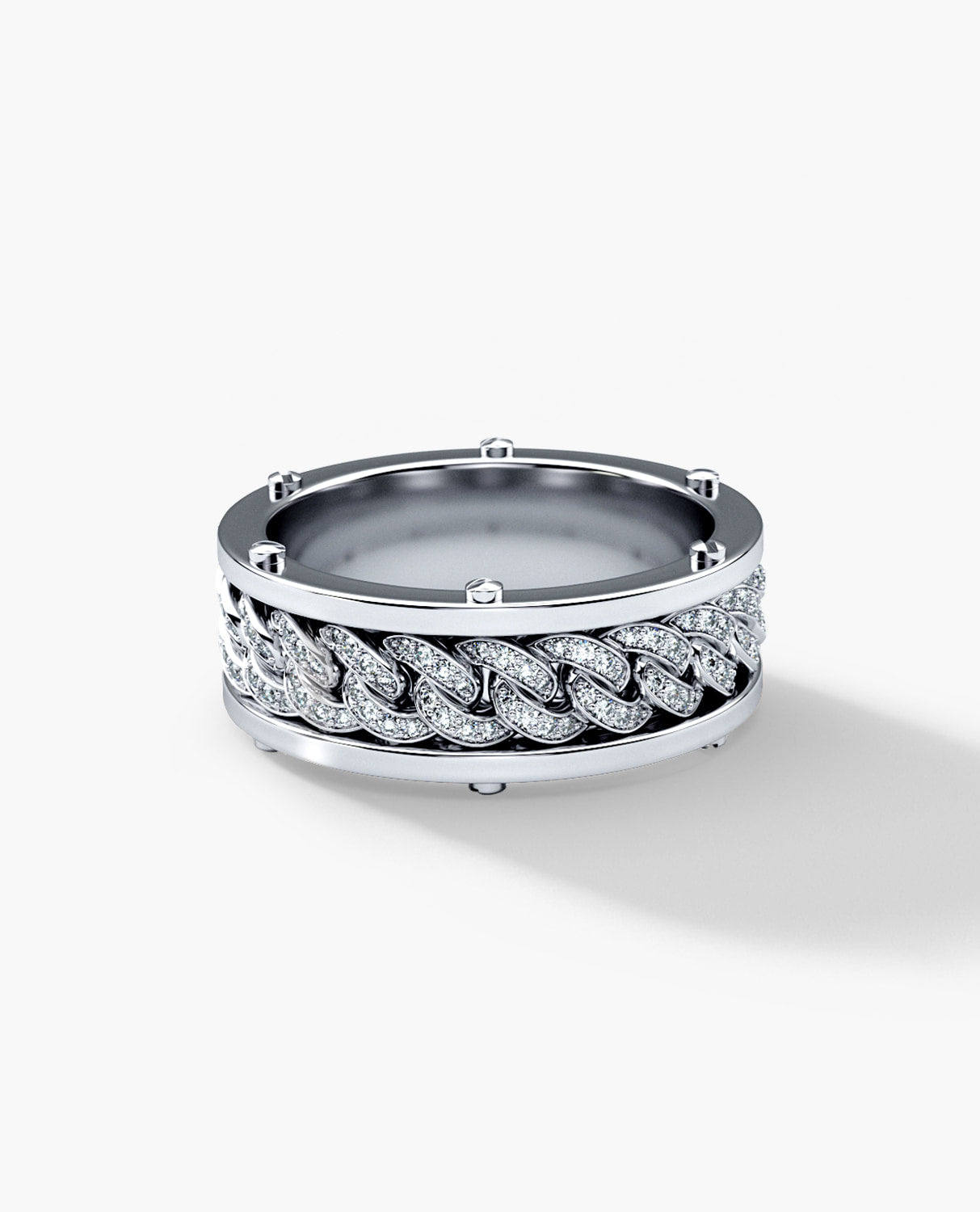 KENSINGTON Gold Cuban Link Ring with 0.65ct Diamonds