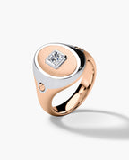 LODESTAR Two-Tone Gold Signet Ring with Diamond