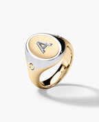 LODESTAR Two-Tone Gold Initial Signet Ring