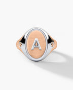 LODESTAR Two-Tone Gold Initial Signet Ring