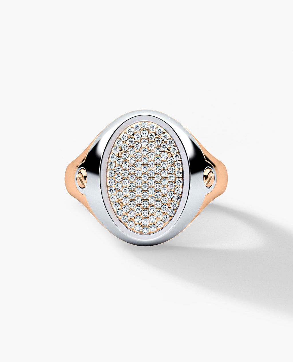 LODESTAR Two-Tone Gold Signet Ring with 0.55ct Pave Diamonds
