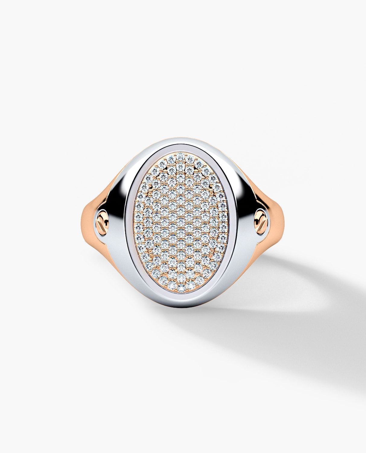 LODESTAR Two-Tone Gold Signet Ring with 0.55ct Pave Diamonds