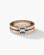 MEIKLE Two Tone Gold Wedding Ring with 0.45ct Black Diamonds