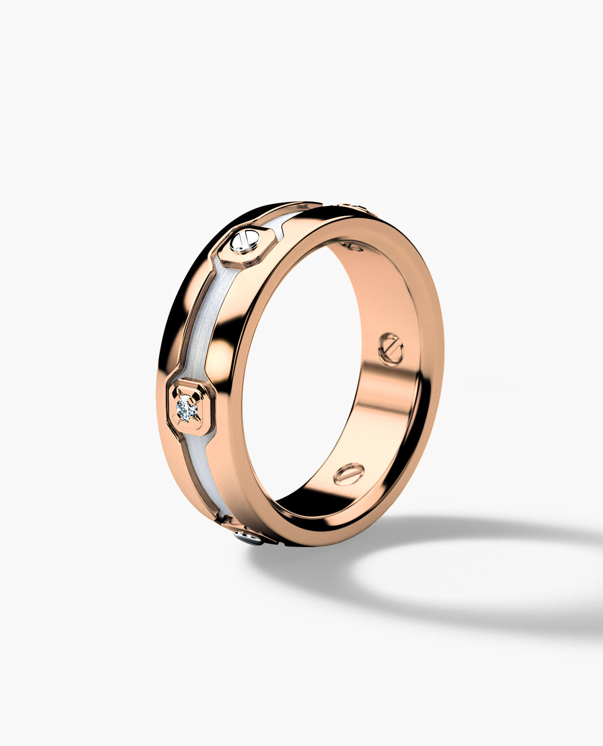 NEWMONT Two Tone Gold Wedding Ring with 0.10ct Diamonds