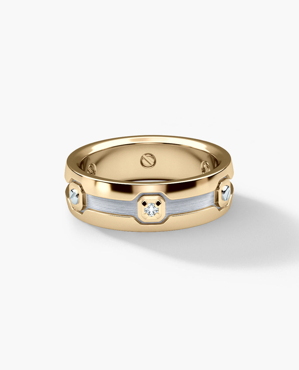 NEWMONT Two Tone Gold Wedding Ring with 0.10ct Diamonds
