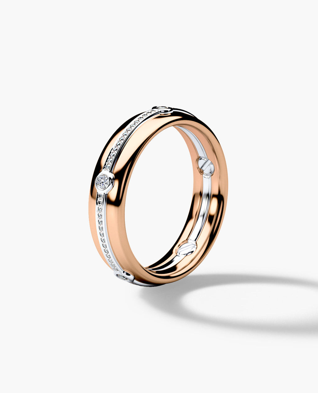 REED Two Tone Gold Wedding Ring with 0.40ct Diamonds