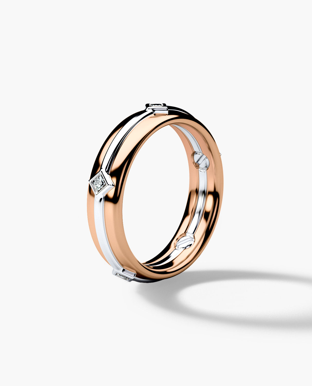 REED Two Tone Gold Wedding Ring with 0.10ct Diamonds