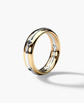 REED Two Tone Gold Wedding Ring with 0.20ct Black Diamonds