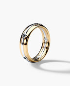REED Two Tone Gold Wedding Ring with 0.20ct Black Diamonds