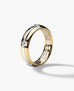 REED Two Tone Gold Wedding Ring with 0.10ct Diamonds