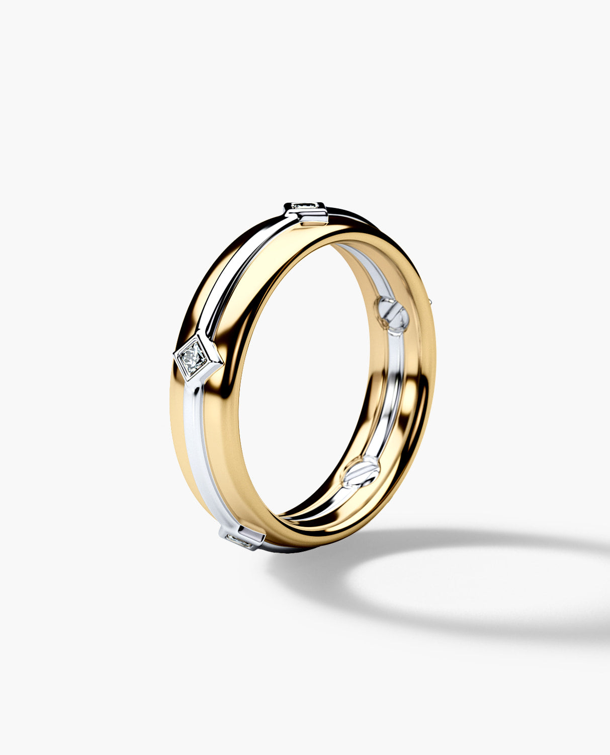 REED Two Tone Gold Wedding Ring with 0.10ct Diamonds