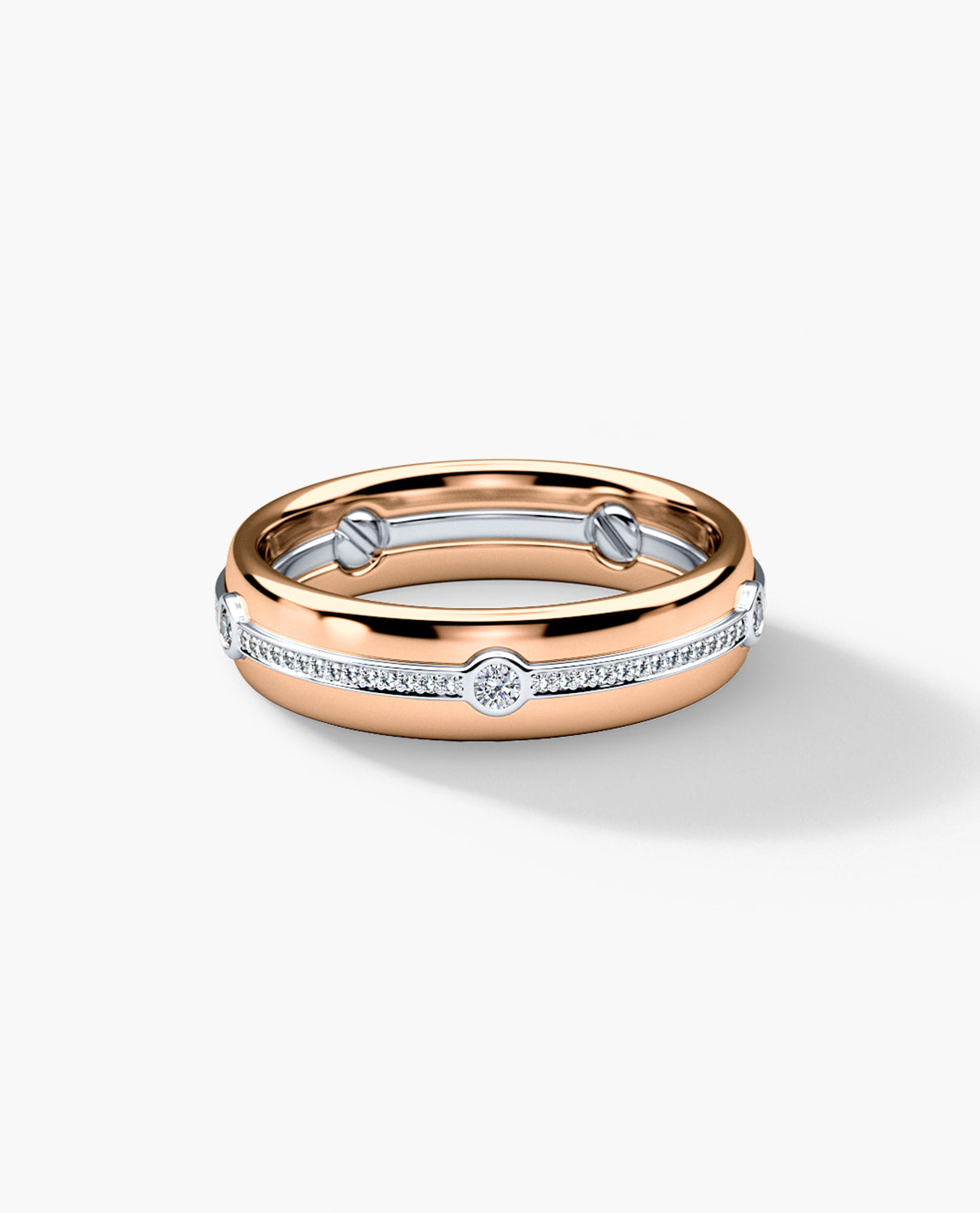 REED Two Tone Gold Wedding Ring with 0.40ct Diamonds