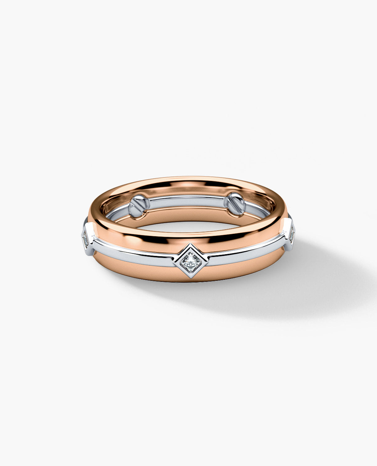 REED Two Tone Gold Wedding Ring with 0.10ct Diamonds