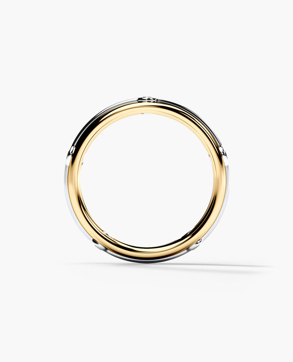 REED Two Tone Gold Wedding Ring with 0.20ct Black Diamonds