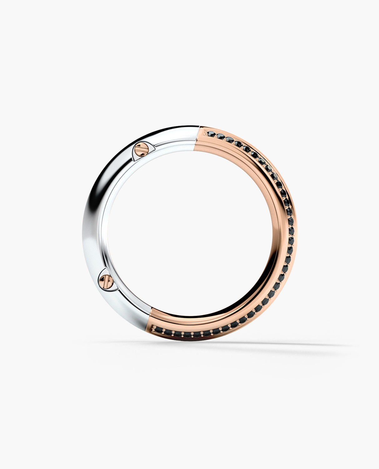 SANTA CRUZ Two Tone Gold Wedding Ring with 0.35ct Black Diamonds