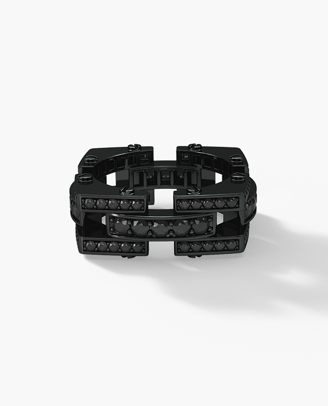 BINGHAM EverBlak Gold Square Ring with 2.15ct Black Diamonds