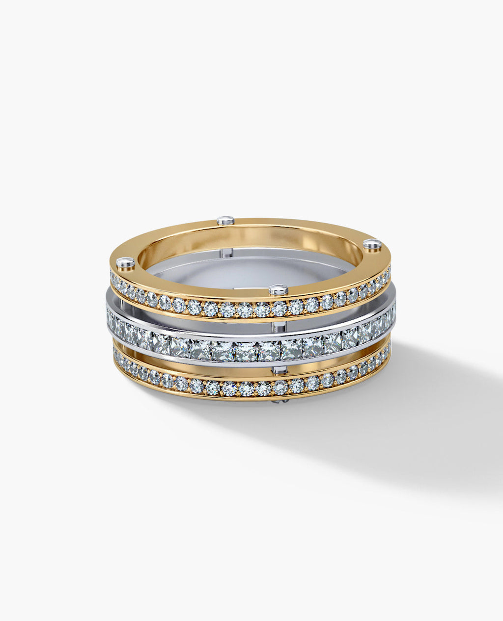 BREWER Two-Tone Gold Wedding Band with 3.10ct Diamonds