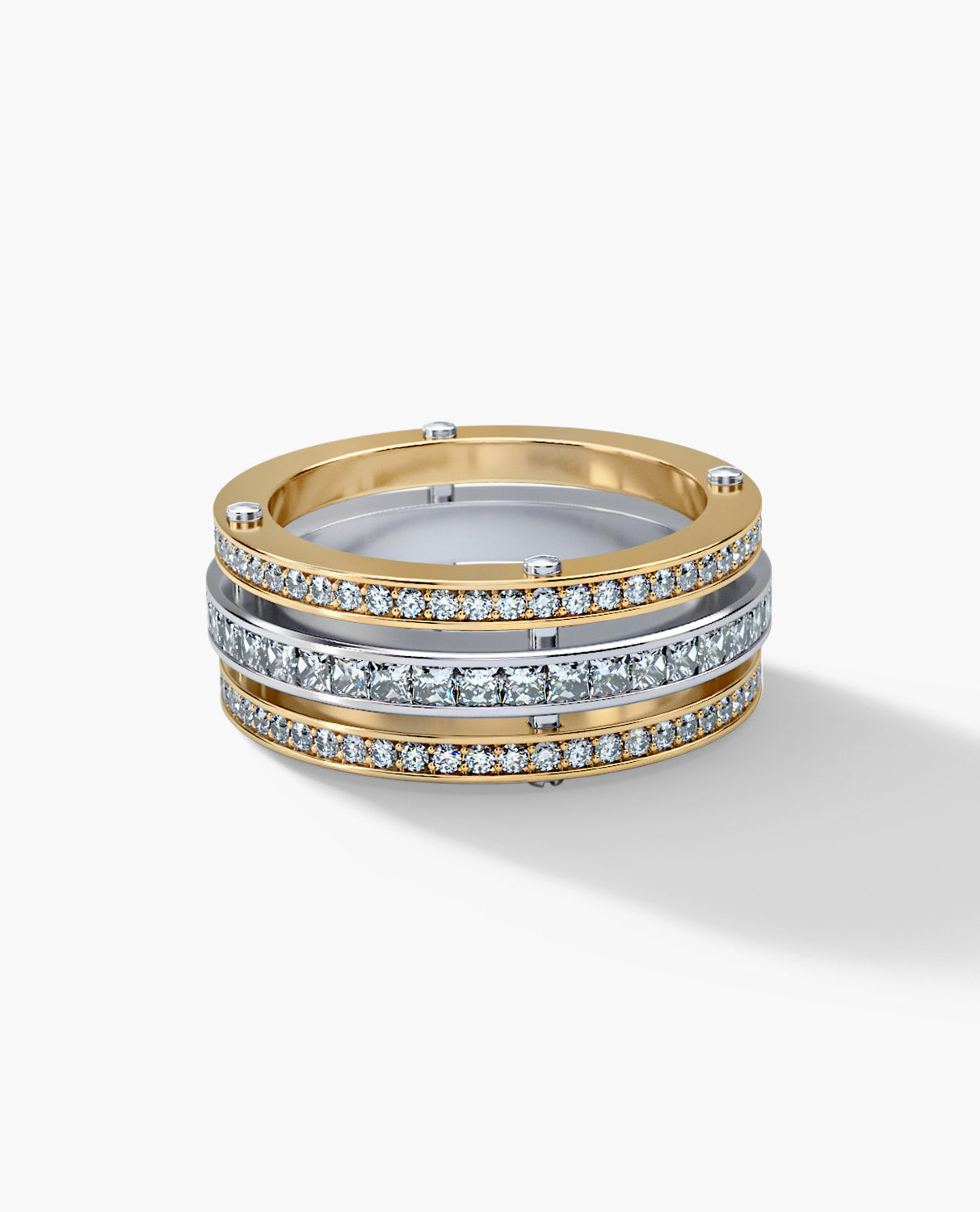 BREWER Two-Tone Gold Wedding Band with 3.10ct Diamonds