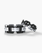 BRIGGS Gold Matching Black Diamond Wedding Band Set