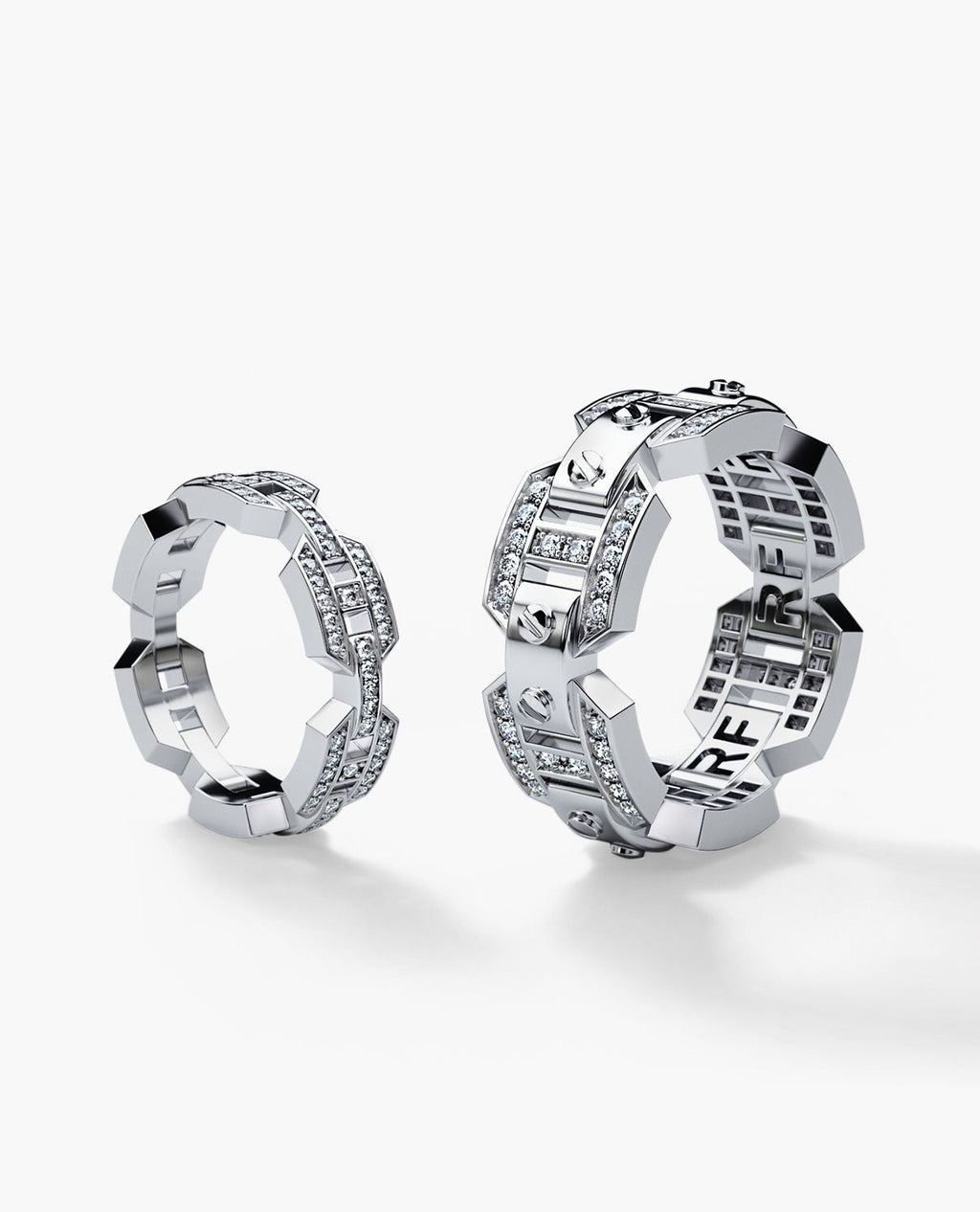 BRIGGS Gold Matching Diamond Wedding Band Set