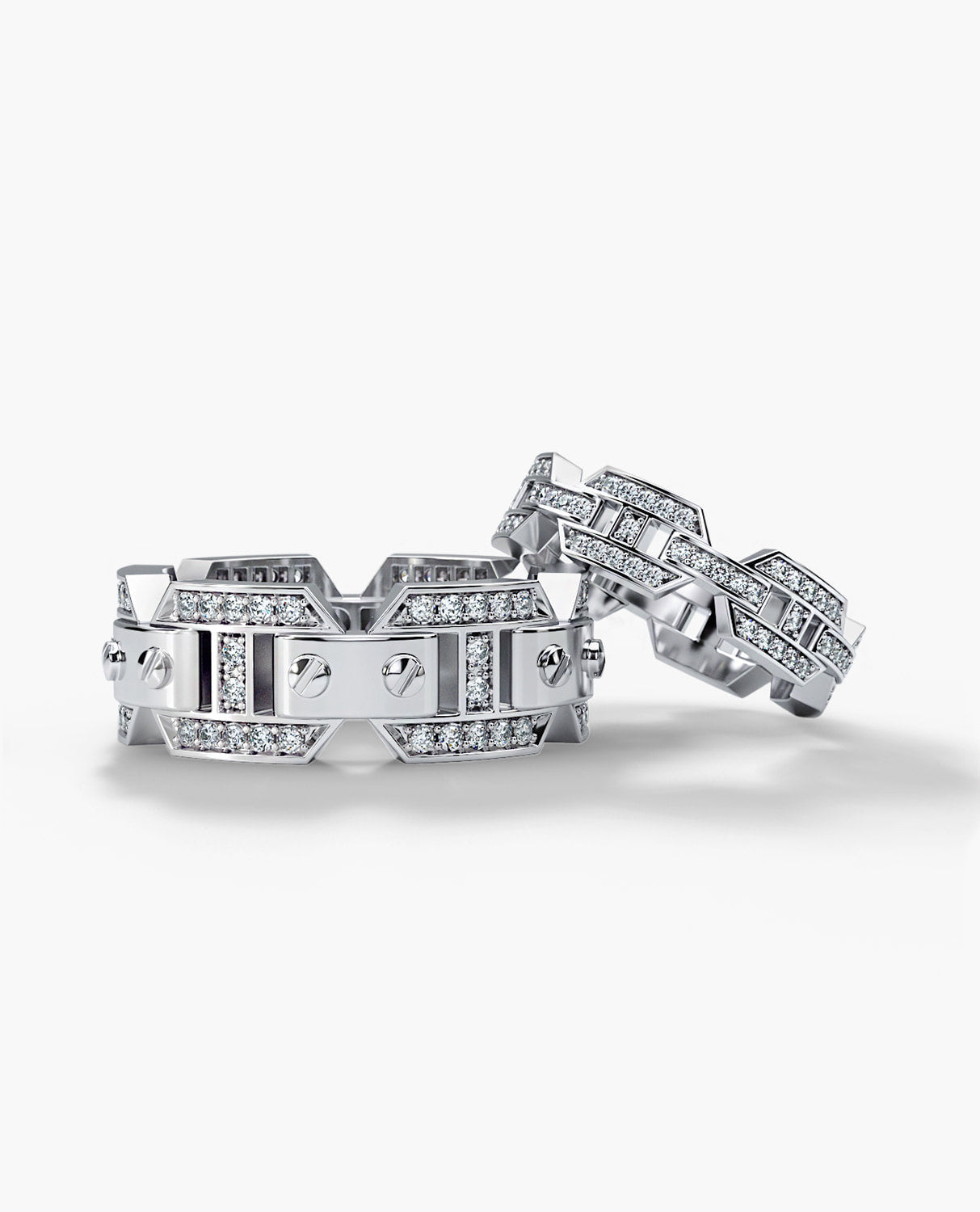 BRIGGS Gold Matching Diamond Wedding Band Set