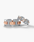BRIGGS Two-Tone Gold Matching Diamond Wedding Band Set