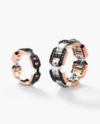 BRIGGS Two-Tone Gold Matching Black Diamond Wedding Band Set