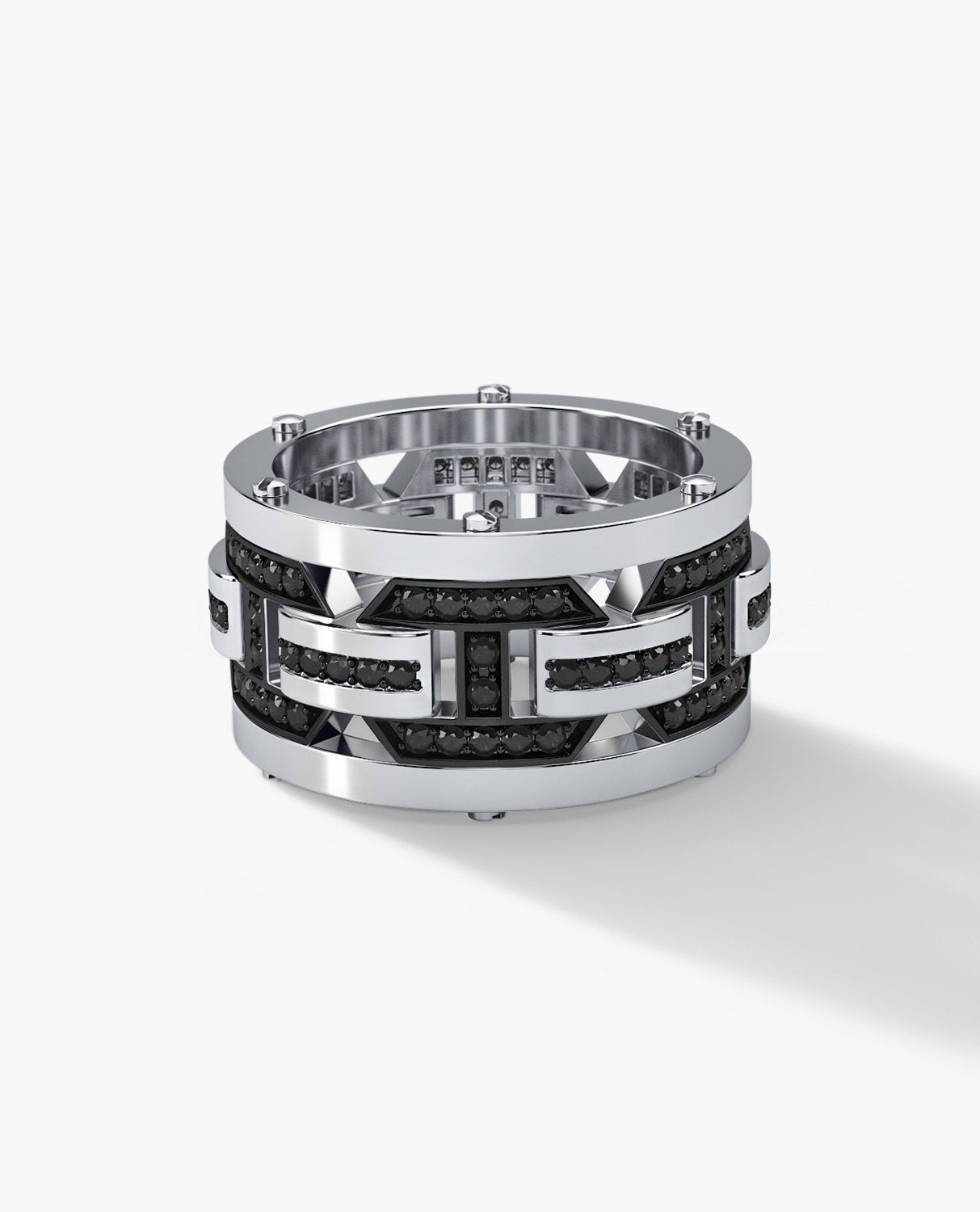 BRIGGS Gold Ring with 1.00ct Black Diamonds - Wide Version