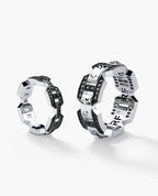 BRIGGS Gold Matching Black Diamond Wedding Band Set
