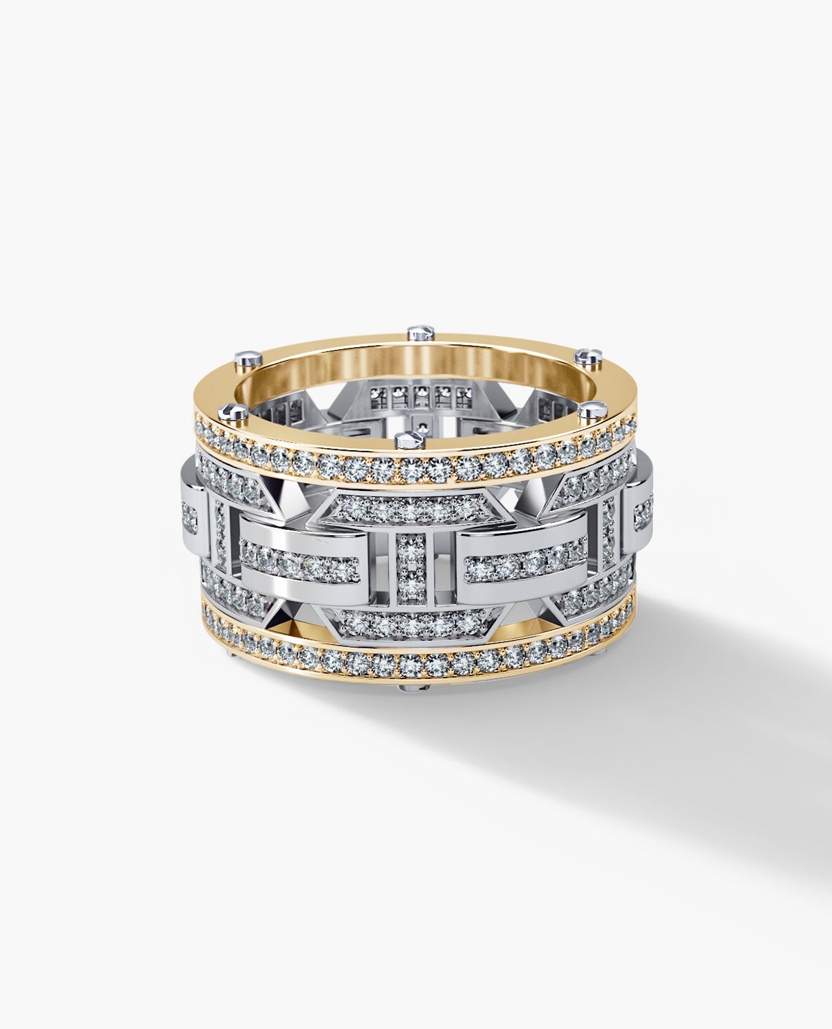 BRIGGS Two-Tone Gold Ring with 2.10ct Diamonds - Wide Version