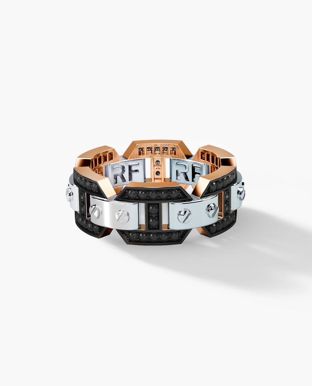 BRIGGS Two-Tone Gold Ring with 0.70ct Black Diamonds
