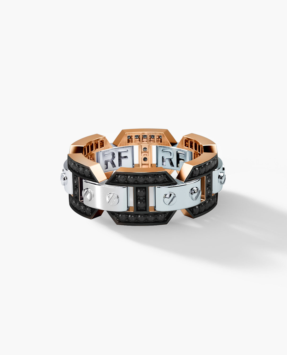 BRIGGS Two-Tone Gold Ring with 0.70ct Black Diamonds