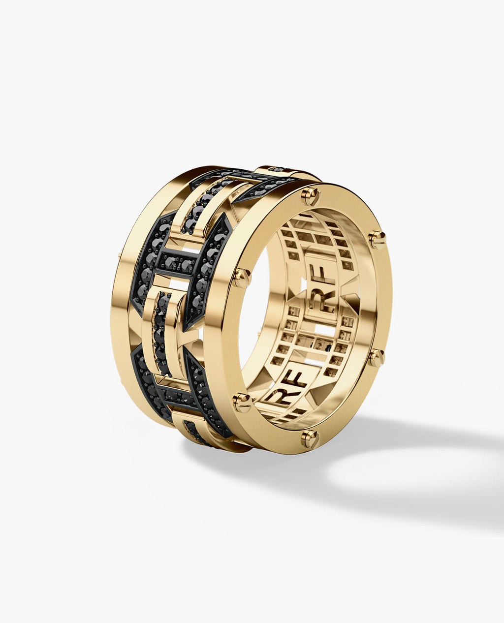 BRIGGS Gold Ring with 1.00ct Black Diamonds - Wide Version